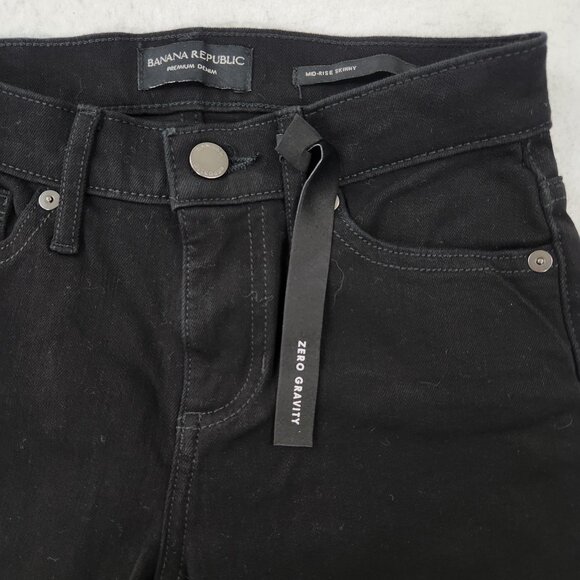 Banana Republic Jeans Womens 24 Petite Black Mid Rise Skinny Zero Gravity NEW - Picture 9 of 12